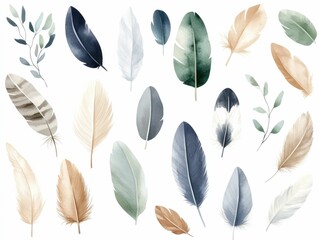 Poster - Ethereal and delicate feather floating in a dreamy composition of abstract watercolor hues  creating a soothing  calming  and serene atmosphere  Ideal for minimalist  contemporary