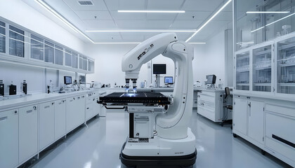 Poster - A modern laboratory featuring advanced robotic equipment for scientific research.