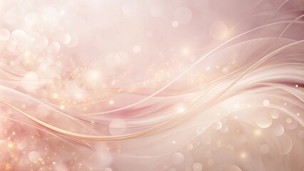 Wall Mural - Elegant Pink and Gold Abstract Background with Shimmering Waves and Bokeh Lights