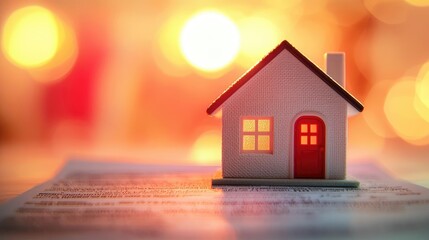 Aufkleber - A charming miniature house model showcases warmth and comfort in a cozy setting.