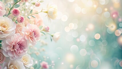 Wall Mural - Pastel Roses and Soft Bokeh Background for Romantic Designs