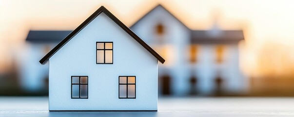 Poster - A detailed view of a miniature house model with creative lighting in the background.