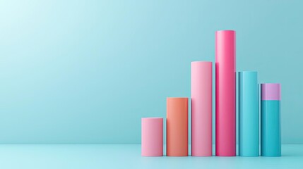 Poster - Colorful bars representing growth and statistics on a light blue background.