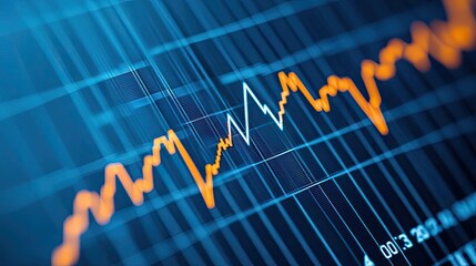 Poster - Close-up of a stock market chart displaying fluctuating prices and trends.