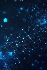 Fototapete - Digital abstract representation of interconnected networks and glowing particles in dark space