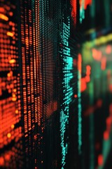 Fototapete - Digital abstract patterns create vibrant illusions of technology and data visualization