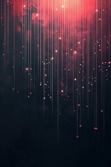 Poster - Red and black backdrop with shimmering lights and vertical lines creates a dynamic vibe