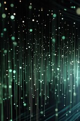 Poster - Dramatic abstract background of glowing particles in shades of green