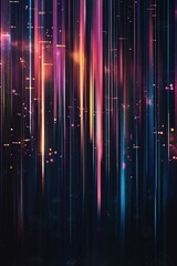 Poster - Vibrant vertical lines create dynamic patterns in colorful digital abstract art