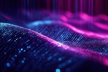 Poster - Colorful wave of light particles creating a captivating visual effect in a dark space