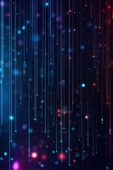 Poster - Colorful abstract background with glowing particles and vertical lines creating depth and dimension