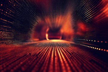 Fototapete - Vibrant tunnel of light created by glowing particles in a digital universe