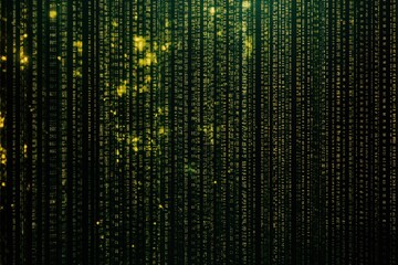 Fototapete - Digital binary code pattern with glowing elements in a futuristic style