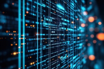 Fototapete - Visual representation of abstract digital data flow in a futuristic setting at night