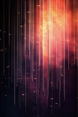Poster - Colorful abstract pattern with vertical lines and fiery background in a dark setting