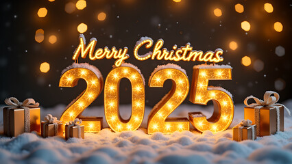 Wall Mural - Merry Christmas 2025. Concept of holidays, celebration, and new year.