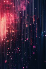 Poster - Colorful abstract background with glowing particles and vertical lines in dark tones