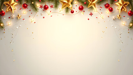 Wall Mural - Christmas decoration border with copy space. Concept of holiday, celebration, and new year.