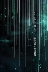 Poster - Digital abstract background with glowing lines and particles in dark space