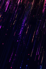 Poster - Colorful abstract light trails create a dynamic digital artwork with vibrant hues in dark background