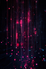 Poster - Bright digital patterns create an abstract display of colors and light in a dark space