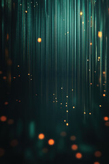 Poster - Abstract representation of cascading light and glowing particles in a dark atmosphere