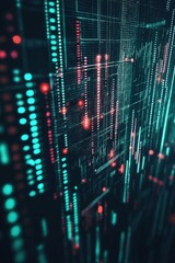 Poster - Digital data visualization with vibrant colors and patterns in a futuristic setting