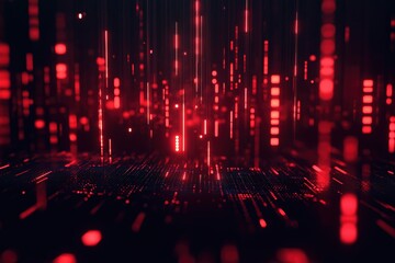 Fototapete - Digital abstract background with glowing red lights creating a futuristic atmosphere