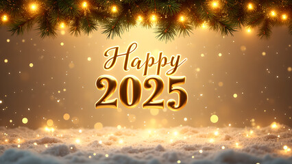 Wall Mural - Happy New Year 2025. Concept of celebration, new beginning, and happiness.