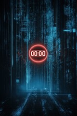 Poster - Digital countdown timer in a futuristic blue grid environment conveying urgency and anticipation