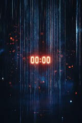 Fototapete - Digital countdown timer illuminated against a dark backdrop with flowing light effects