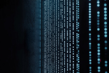Fototapete - Striking blue light patterns create a mesmerizing visual display on dark background