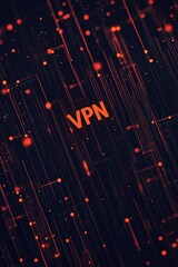 Poster - Abstract representation of VPN technology with glowing lines and particles in a dark background