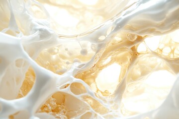 Poster - Macro shot of serum texture with embedded molecule laboratory scientific image bright environment close-up texture exploration