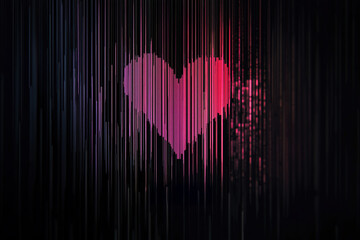 Poster - Heart design with vertical lines creating a colorful, modern aesthetic in deep colors and textures
