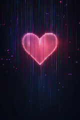 Fototapete - Bright heart pattern with colorful lights and effects in digital art background
