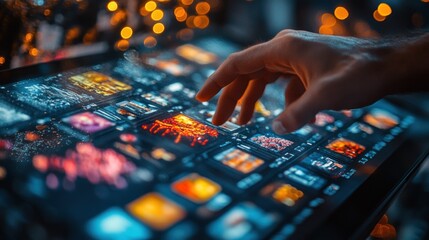 Poster - A hand interacting with a touchscreen displaying vibrant images.