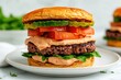 © xbzz - Vibrant organic vegan burger creation kitchen food bright environment close-up culinary art