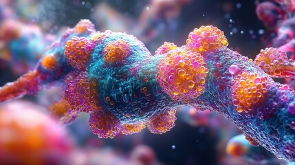 Poster - Colorful microscopic view of cellular structures and molecules.