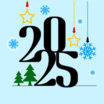 Banner text Happy new year 2025 greeting card template Typography Logo