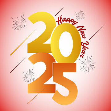 Banner text Happy new year 2025 greeting card template Typography Logo