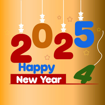 Banner text Happy new year 2025 greeting card template Typography Logo