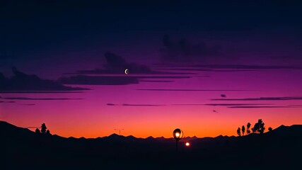 Wall Mural - Minimal beautiful silhouette sunset sky with vibrant color and copy space sky background. Illustration graphic design. 