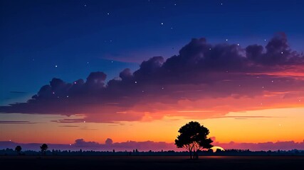 Wall Mural - Minimal beautiful silhouette sunset sky with vibrant color and copy space sky background. Illustration graphic design. 
