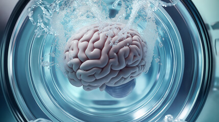Aufkleber - Brain washing and cleaning with water, memory loss and dementia concept