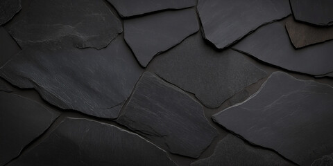Aufkleber - Black slate stone texture wall background creating modern style decor