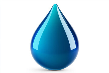 Poster - Big blue shiny water drop falling down on white background
