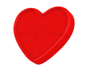 Wall Mural - red heart from puzzle on white background. isolated 3d illustration