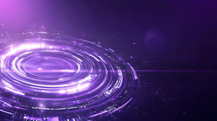 Poster - A vibrant, swirling purple graphic with circular patterns and glowing accents, evoking a sense of motion and digital energy