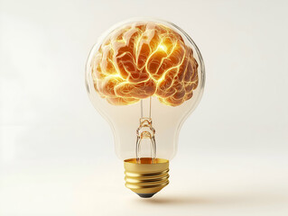 Poster - A brain inside a light bulb symbolizes ideas, creativity, and innovation, merging intellect with illumination in a visually striking design.